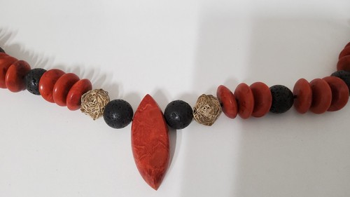 Modeschmuck kette rot schwarz - modeschmuck,