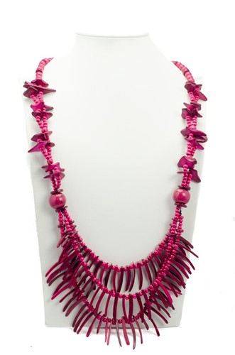 Spiky fuchsia holzkette auch - fuchsia,