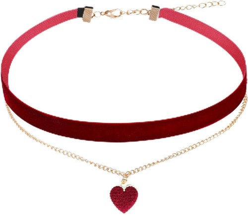 Samt choker halskette - halskette, rot