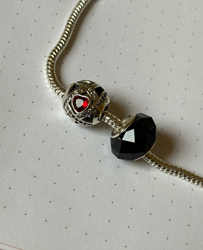 Charm perle mit herz rot - mit,