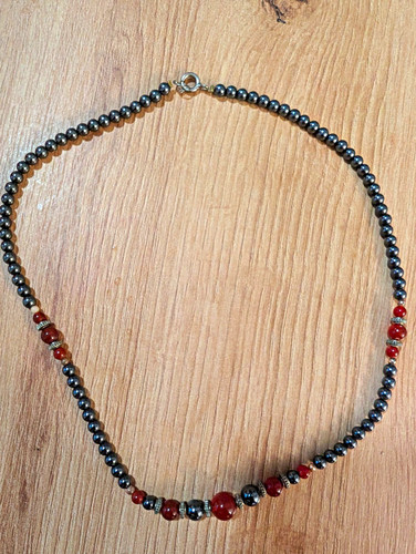 Perlenkette schwarz rot - perlenkette, schwarz-rot