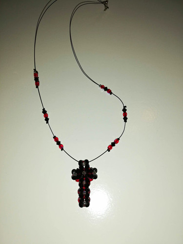 Perlenkette schwarz rot - perlenkette, schwarz/rot