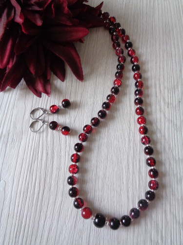 Schmuckset rot schwarz - schmuckset, rot-schwarz